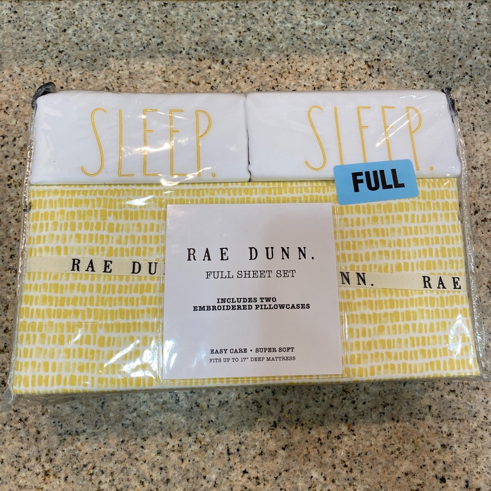 Rae Dunn yellow sleep sheet set